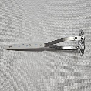 Vintage Blue & White Atomic Starburst Potato Masher Kitchen Utensils Stainless